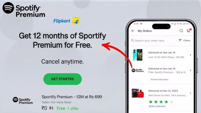 Flipkart Spotify Redeem
